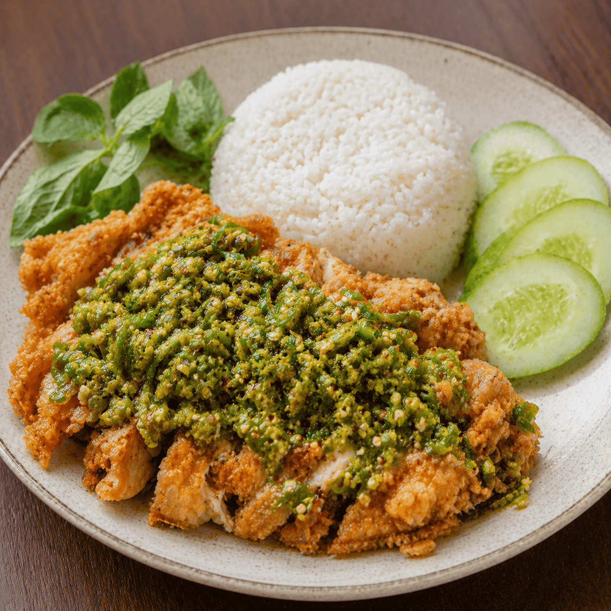 Nasi Ayam Geprek Cabe Hijau Rice Bowl Boss
